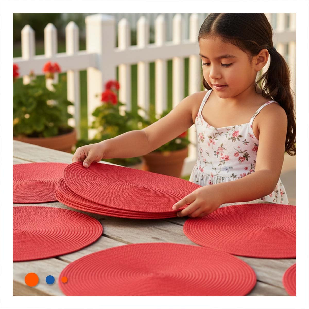PACK12 CUBIERTA DE MESA CIRCULAR CON TEXTURA PAJITA MATE ROJO Y+PAPEL REGALO - 5