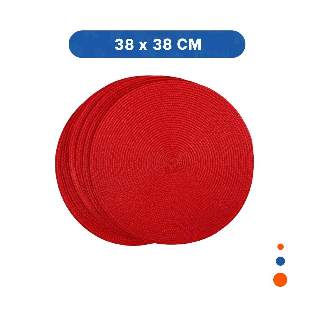 INDIVIDUAL DE MESA CIRCULAR CON SET SEIS EN ROJO PAJITA MATE MEDIDA 38X38CM Y+PAPEL REGALO - 4