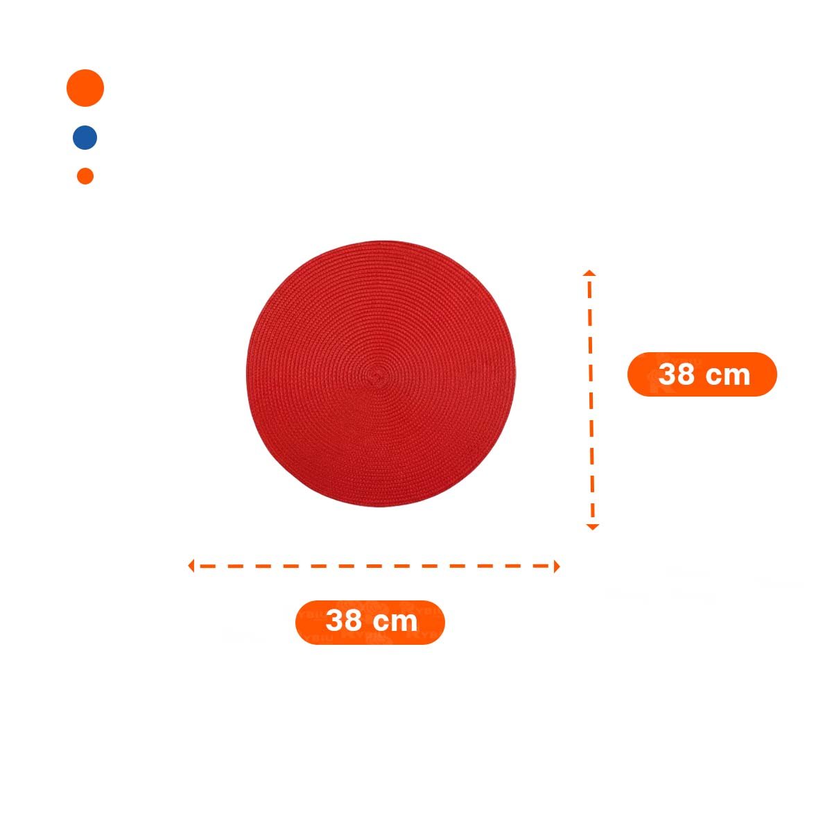 INDIVIDUAL CIRCULAR PARA COMEDOR EN ROJO PAJITA MATE CON SET DE SEIS Y+REGALO STICKER - 4
