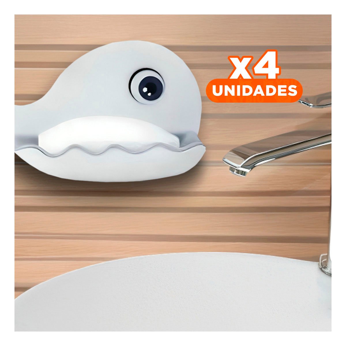 PACK4 BASE BALLENA PARA HOGAR DETALLE ELEGANTE BLANCO Y PLOMO MODERNO Y+REGALO STICKER - 1
