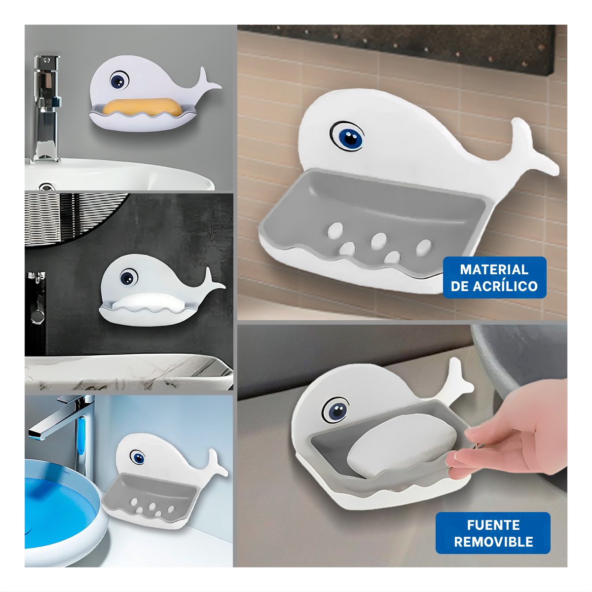 PACK4 BASE BALLENA PARA HOGAR DETALLE ELEGANTE BLANCO Y PLOMO MODERNO Y+REGALO STICKER - 2