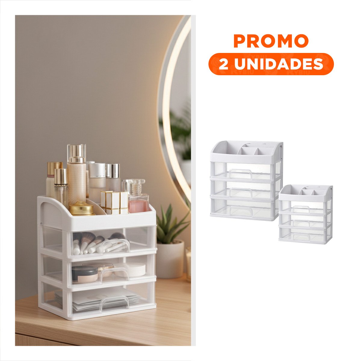 PACK2 CAJONERA PARA OFICINA EN CASA CON ESTRUCTURA BLANCA Y+REGALO STICKER - 1