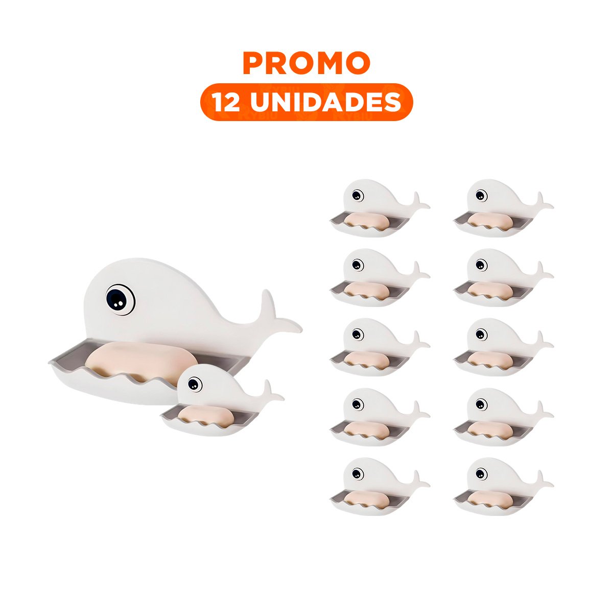 PACK12 BASE BALLENA PIEZA COMPACTA PARA HOGAR BLANCO Y PLOMO FINO - 1