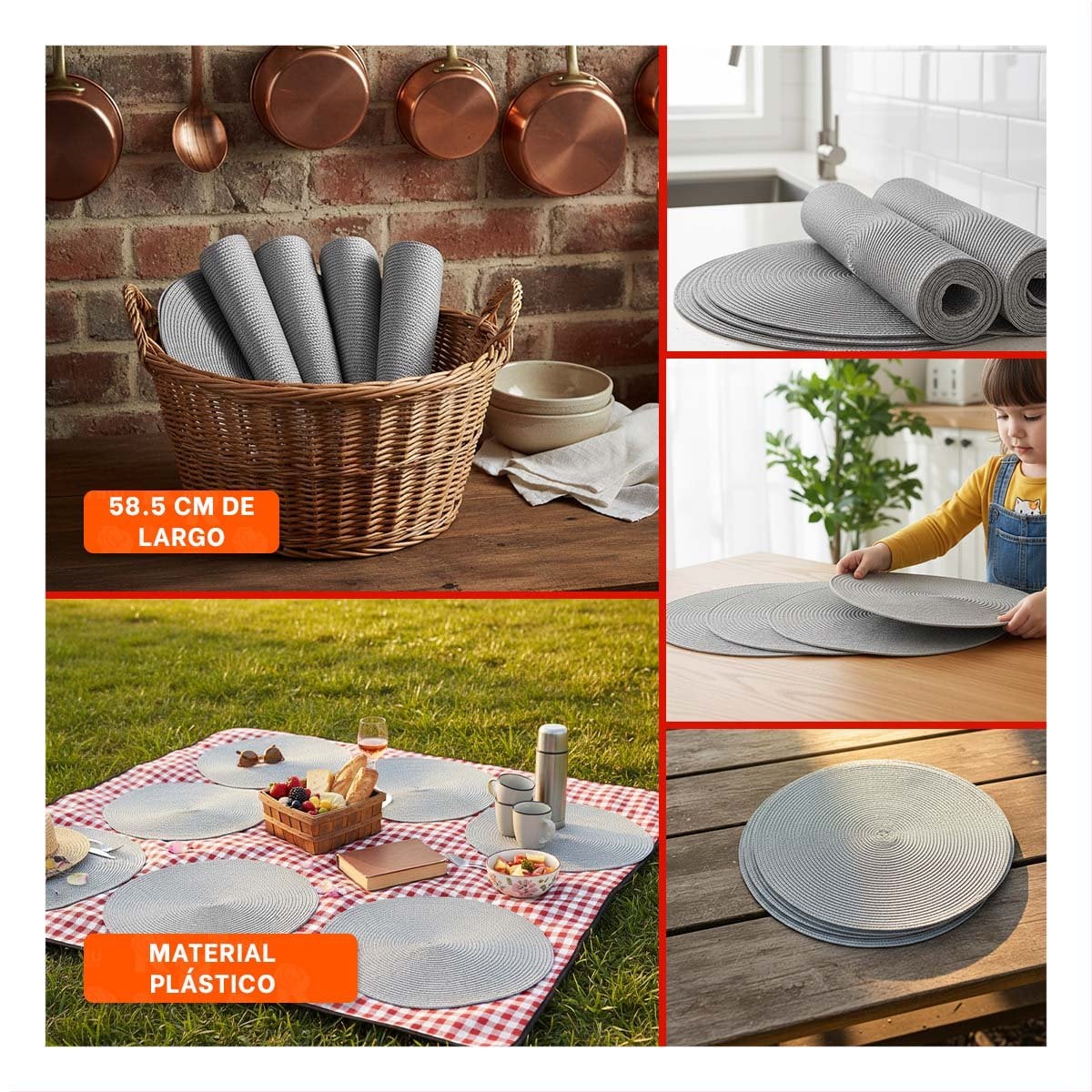 PACK12 BASE INDIVIDUAL CIRCULAR PLATEADO PAJITA BRILLOSO CON MEDIDA 38X38CM - 2