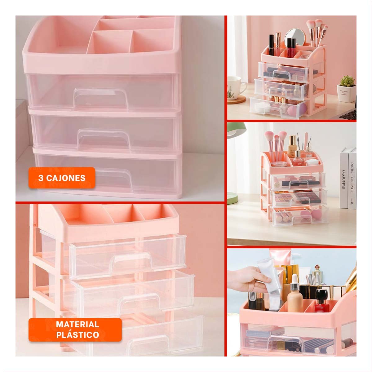 PACK2 CAJONERA DE USO DIARIO CON CAJONES Y COMPARTIMENTOS SUPERIORES Y+PAPEL REGALO - 3