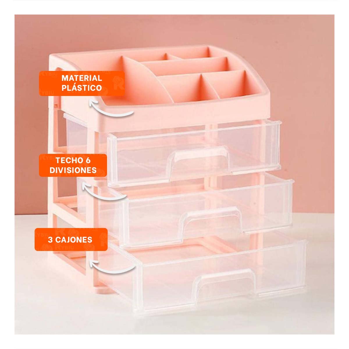 PACK4 CAJONERA BLANCA CON TECHO ORGANIZADO Y TRES CAJONES Y+PAPEL REGALO - 2