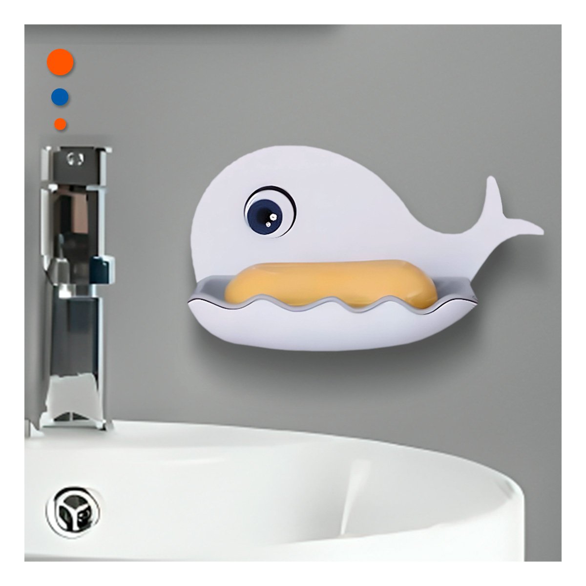 PACK4 SOPORTE BALLENA PIEZA FUNCIONAL PARA HOGAR BLANCO Y PLOMO MODERNO Y+PAPEL REGALO - 5