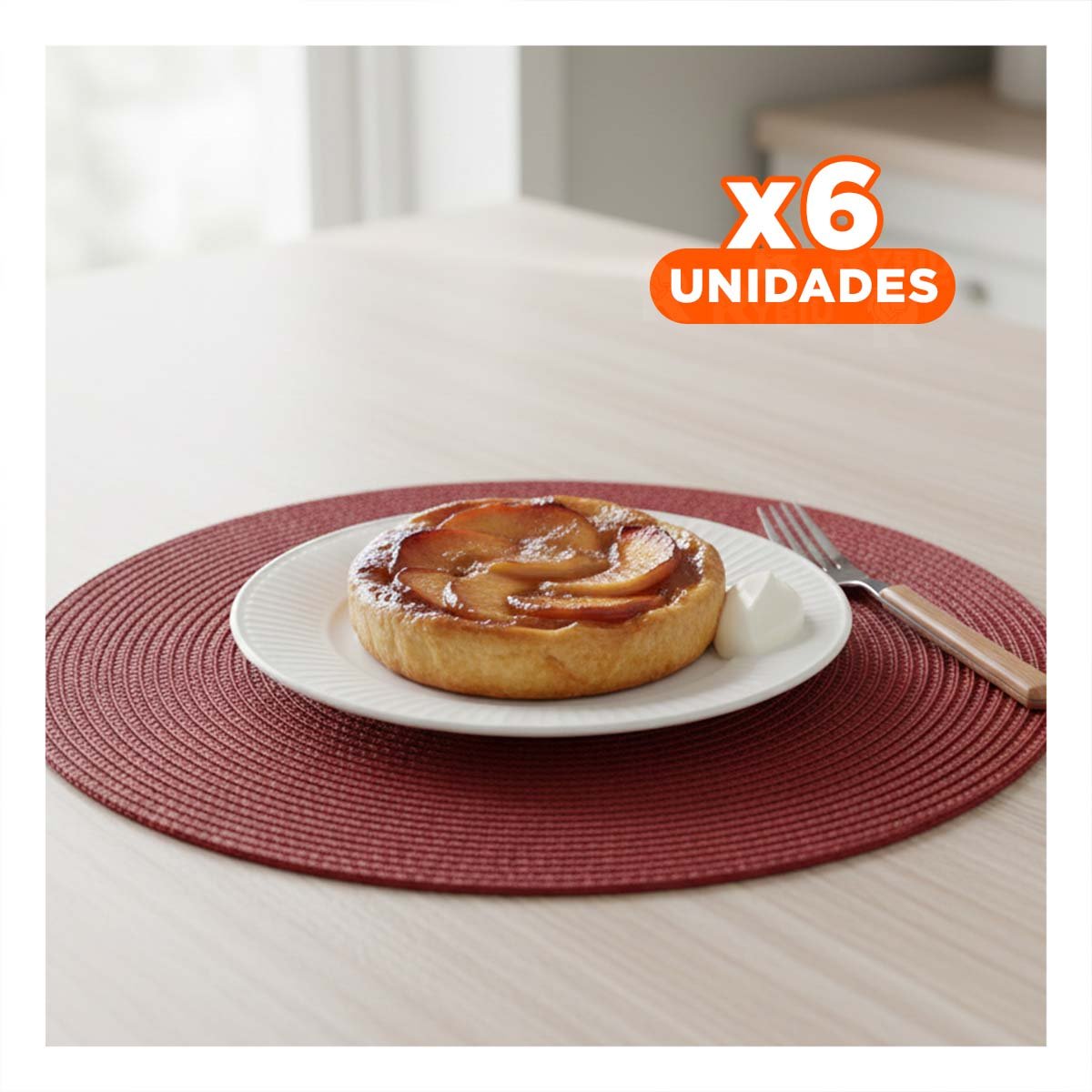 PACK6 BASE CIRCULAR ROJO MINI OJITAS PARA ESPACIOS DE COMEDOR DE DIMENSIONES 38X38CM - 1