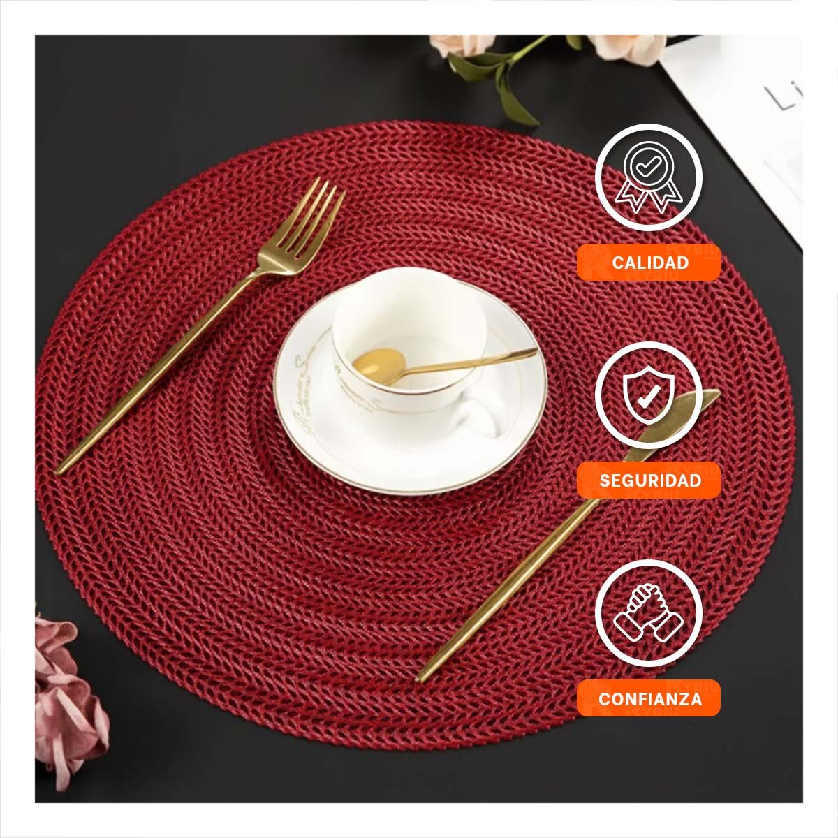PACK4 BASE PARA MESA CIRCULAR EN MINI OJITAS ROJO SET SEIS Y+REGALO STICKER - 3