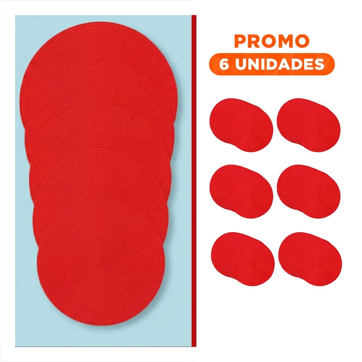 PACK6 BASE CIRCULAR PARA MESA FAMILIAR EN ROJO PAJITA MATE Y+REGALO STICKER - 1