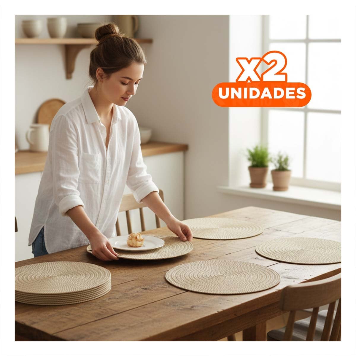 PACK2 MANTEL CIRCULAR PARA MESA FAMILIAR EN MINI OJITAS DORADO Y+PAPEL REGALO - 1