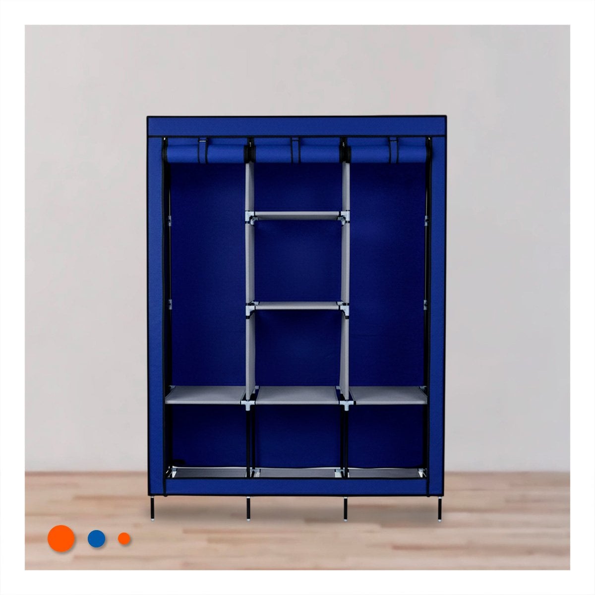CLOSET LIGERO TEXTIL CON BASE METALICA AZUL PARA CASA 175X45X130CM Y+LIGAS REGALO - 3