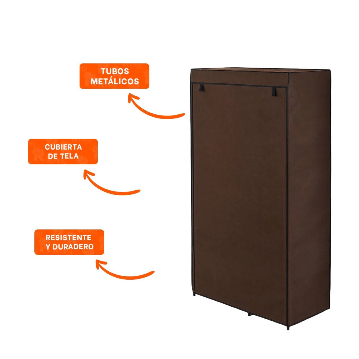CLOSET MODERNO TEXTIL CON ESTRUCTURA METALICA MARRON PARA CASA 105X45X168CM Y+POST IT - 5