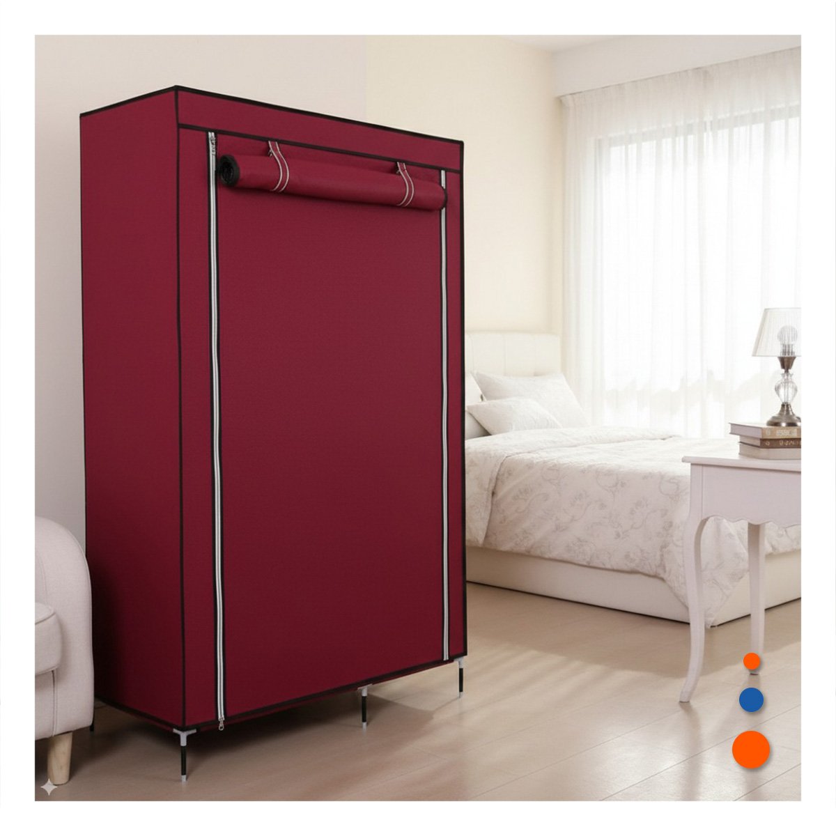CLOSET FUNCIONAL TEXTIL CON SOPORTE METALICO FIRME GUINDA CASA 105X45X168CM Y+REGALO STICKER - 3