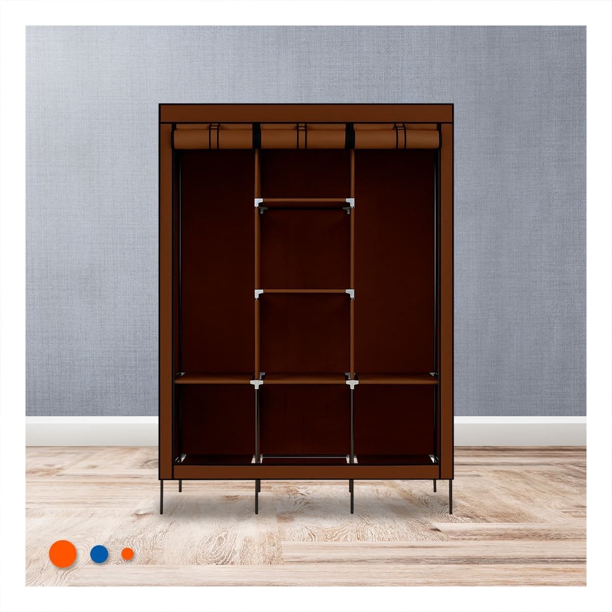 CLOSET LIGERO TEXTIL CON BASE METALICA MARRON PARA CASA 175X45X130CM Y+LIGAS REGALO - 3