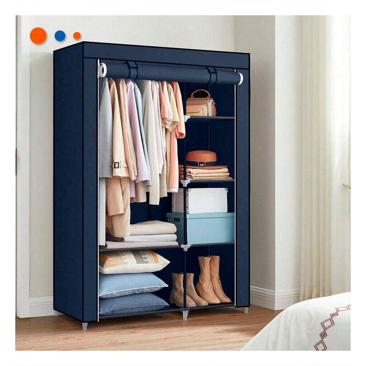 CLOSET MODERNO TEXTIL CON ESTRUCTURA METALICA PLOMO PARA CASA 105X45X168CM Y+POST IT - 1