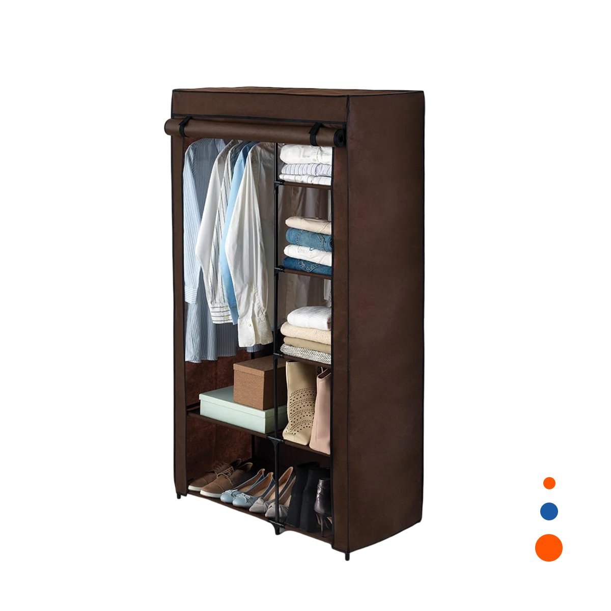 PACK2 ORGANIZADOR ELEGANTE DE ROPA EN TELA METALICO MARRON 105X45X168CM Y+REGALO STICKER - 2