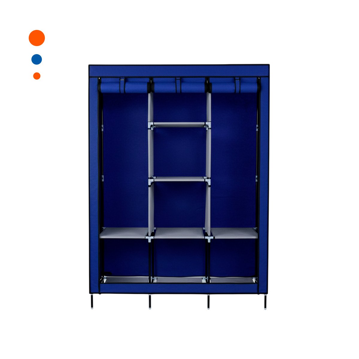 PACK2 ORGANIZADOR ELEGANTE DE ROPA EN TELA CON SOPORTE METALICO AZUL Y+REGALO STICKER - 2