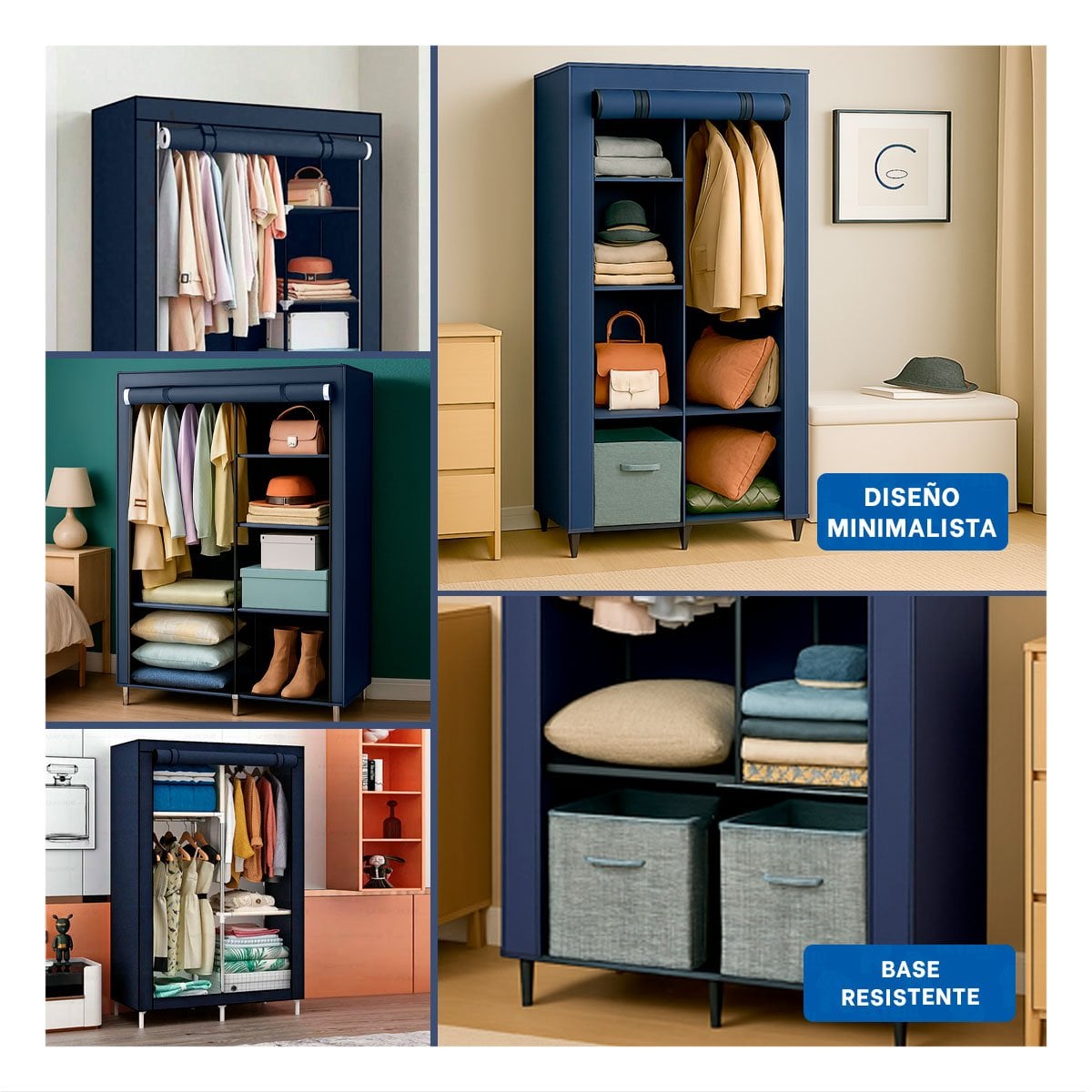 PACK2 ORGANIZADOR COMPACTO DE ROPA EN TELA CON SOPORTE METALICO 105X45X168CM Y+PAPEL REGALO - 3