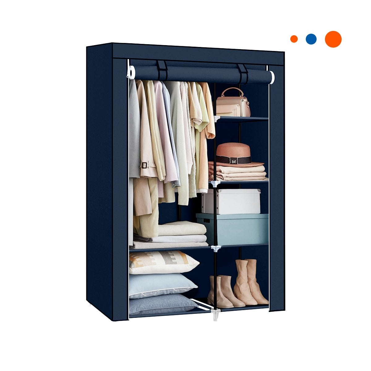 CLOSET FUNCIONAL TEXTIL CON SOPORTE METALICO FIRME PLOMO CASA 105X45X168CM Y+REGALO STICKER - 1