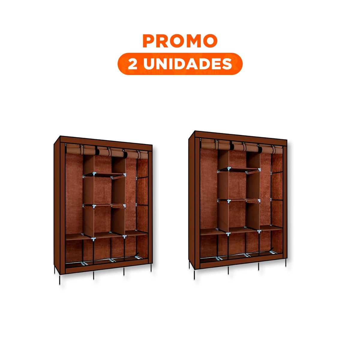 PACK2 ORGANIZADOR ELEGANTE DE ROPA EN TELA CON SOPORTE METALICO 175X45X130CM Y+REGALO STICKER - 1