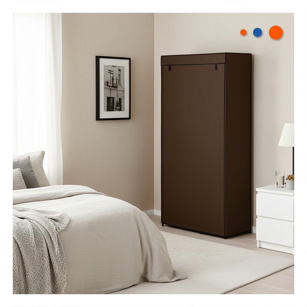 CLOSET ELEGANTE TEXTIL CON BASE METALICA FIRME MARRON HOGAR 105X45X168CM Y+PAPEL REGALO - 1