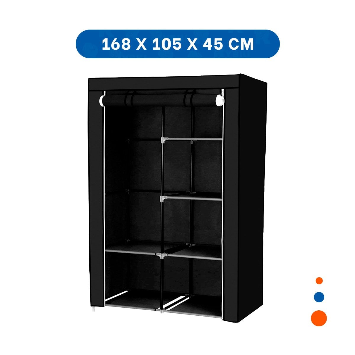 PACK2 VESTIDOR DE TELA CON ESTRUCTURA DE METAL 105X45X168CM NEGRO MULTIUSO PLUS - 4