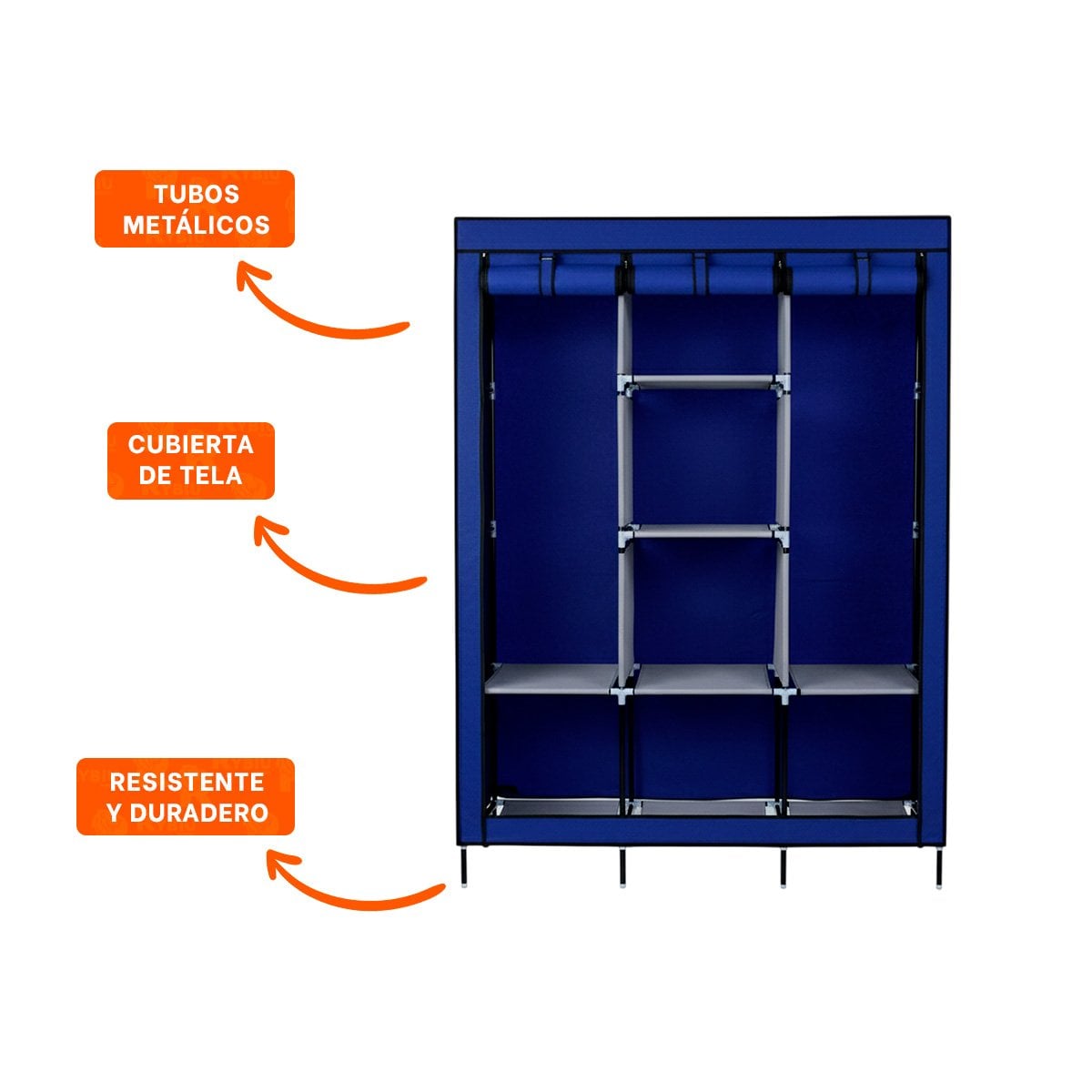 CLOSET MODERNO TEXTIL CON ESTRUCTURA METALICA AZUL CASA 175X45X130CM Y+POST IT - 5