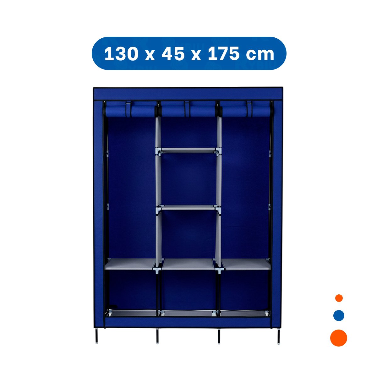 PACK6 ROPERO FUNCIONAL DE TELA CON ESTRUCTURA METALICA AZUL HOGAR 175X45X130CM Y+REGALO STICKER - 4