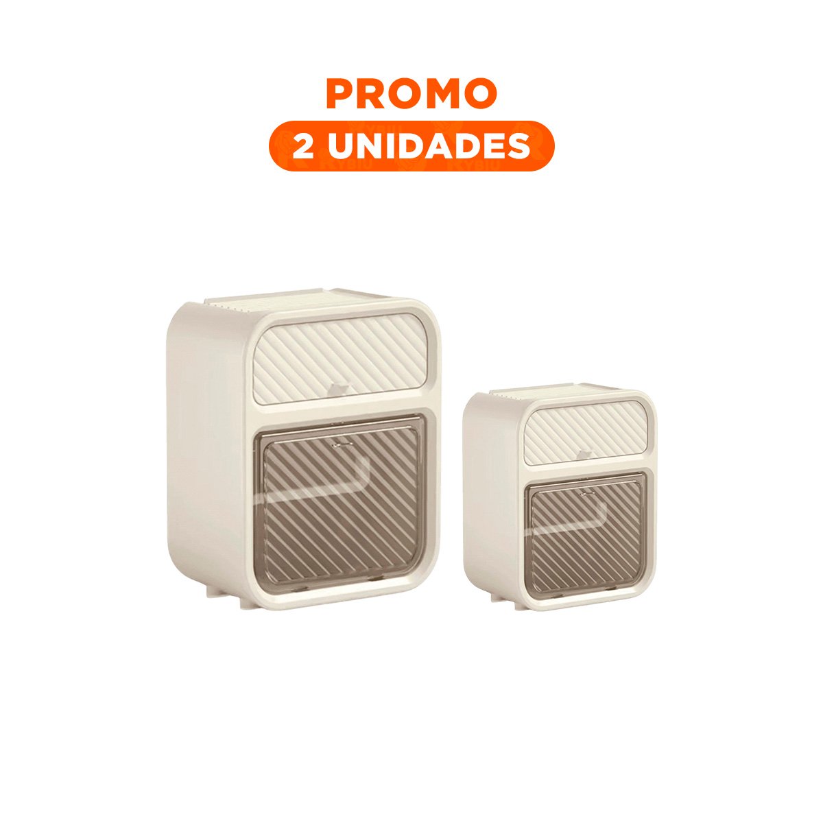 PACK2 SOPORTE DISPENSADOR PAPEL HIGIENICO CON CAJON TONO BEIGE MODERNO PRO Y+REGALO STICKER - 1