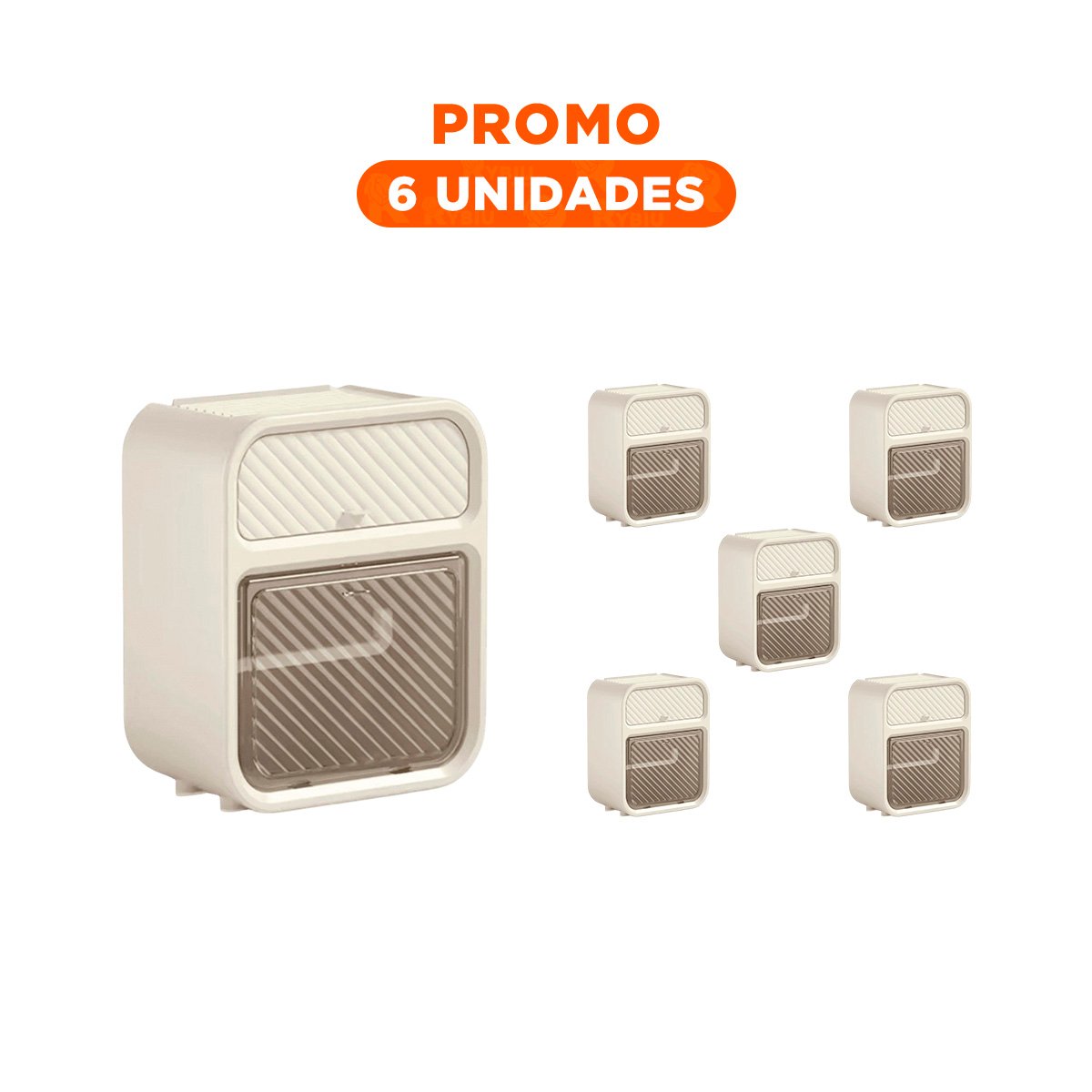PACK6 MODULO DISPENSADOR PAPEL HIGIENICO CON CAJON ACABADO BEIGE PRACTICO PLUS Y+REGALO STICKER - 1