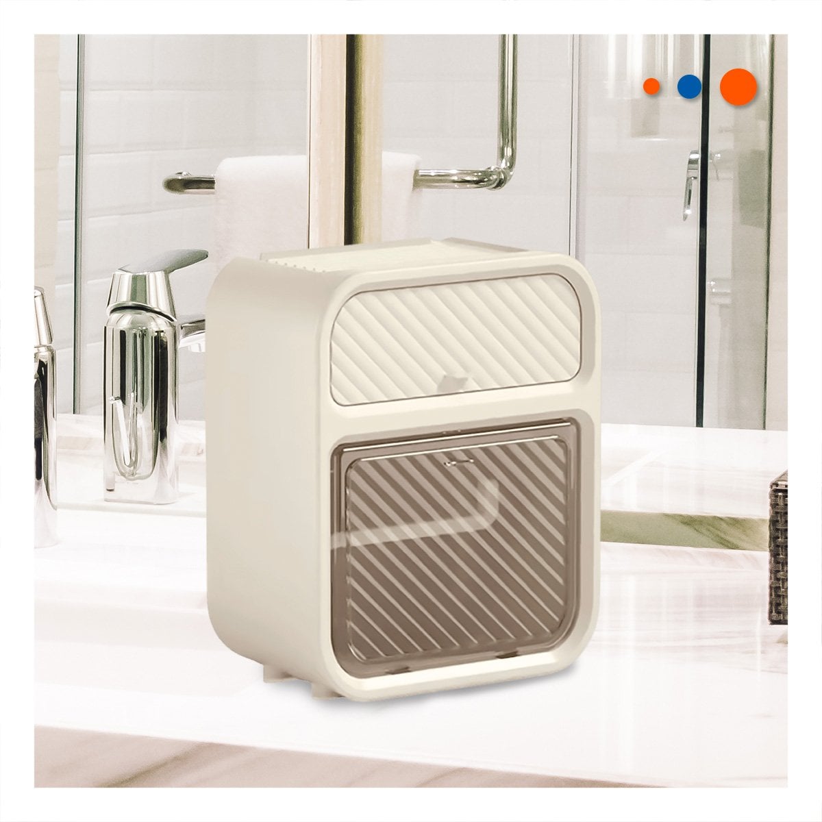 PACK4 SOPORTE DISPENSADOR PAPEL HIGIENICO CON CAJON FORMATO BEIGE FUNCIONAL PRO Y+PAPEL REGALO - 2