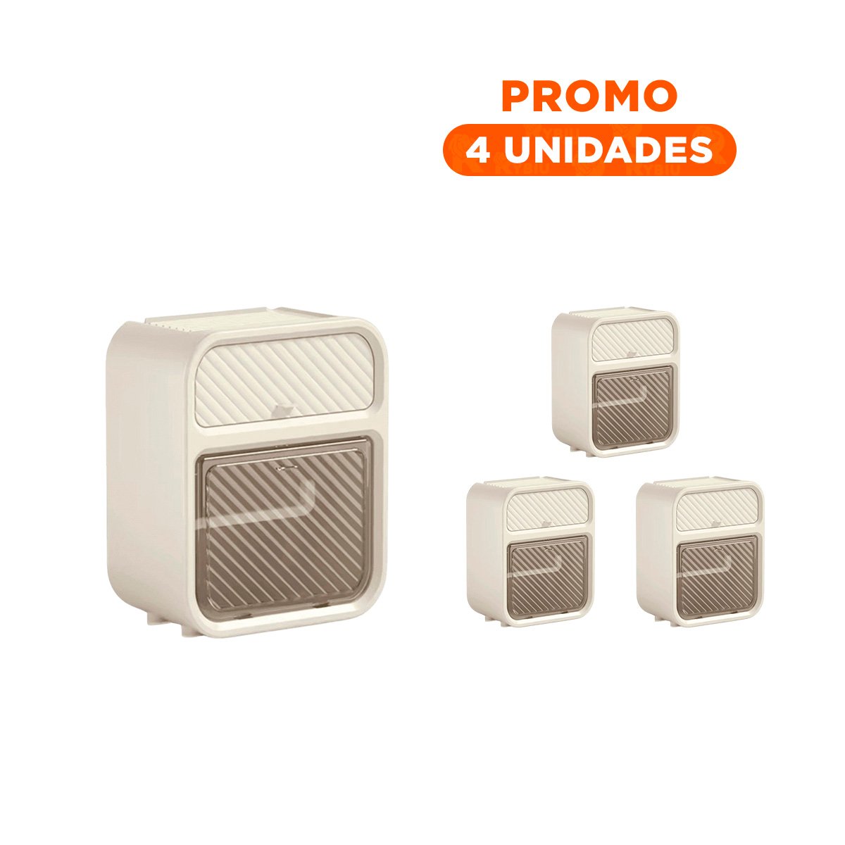 PACK4 SOPORTE DISPENSADOR PAPEL HIGIENICO CON CAJON ACABADO BEIGE PRACTICO PLUS - 1