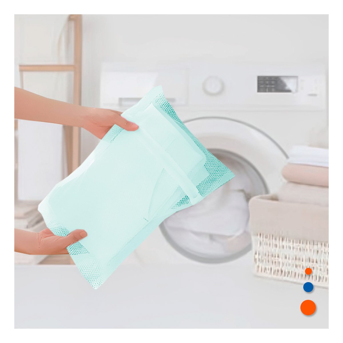PACK12 SACO MALLA PARA LAVAR ROPA DISENO RECTANGULAR 40X30CM CELESTE SUAVE Y+PAPEL REGALO - 3