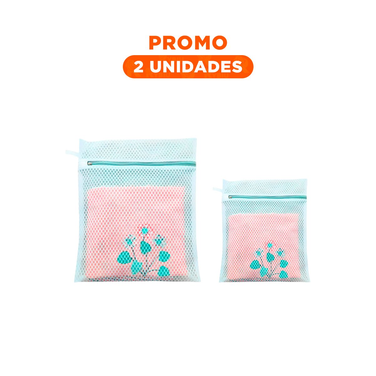 PACK2 ESTUCHE MALLA PROTECTORA ROPA ESTILO RECTANGULAR 40X30CM CELESTE SEGURO Y+REGALO STICKER - 1