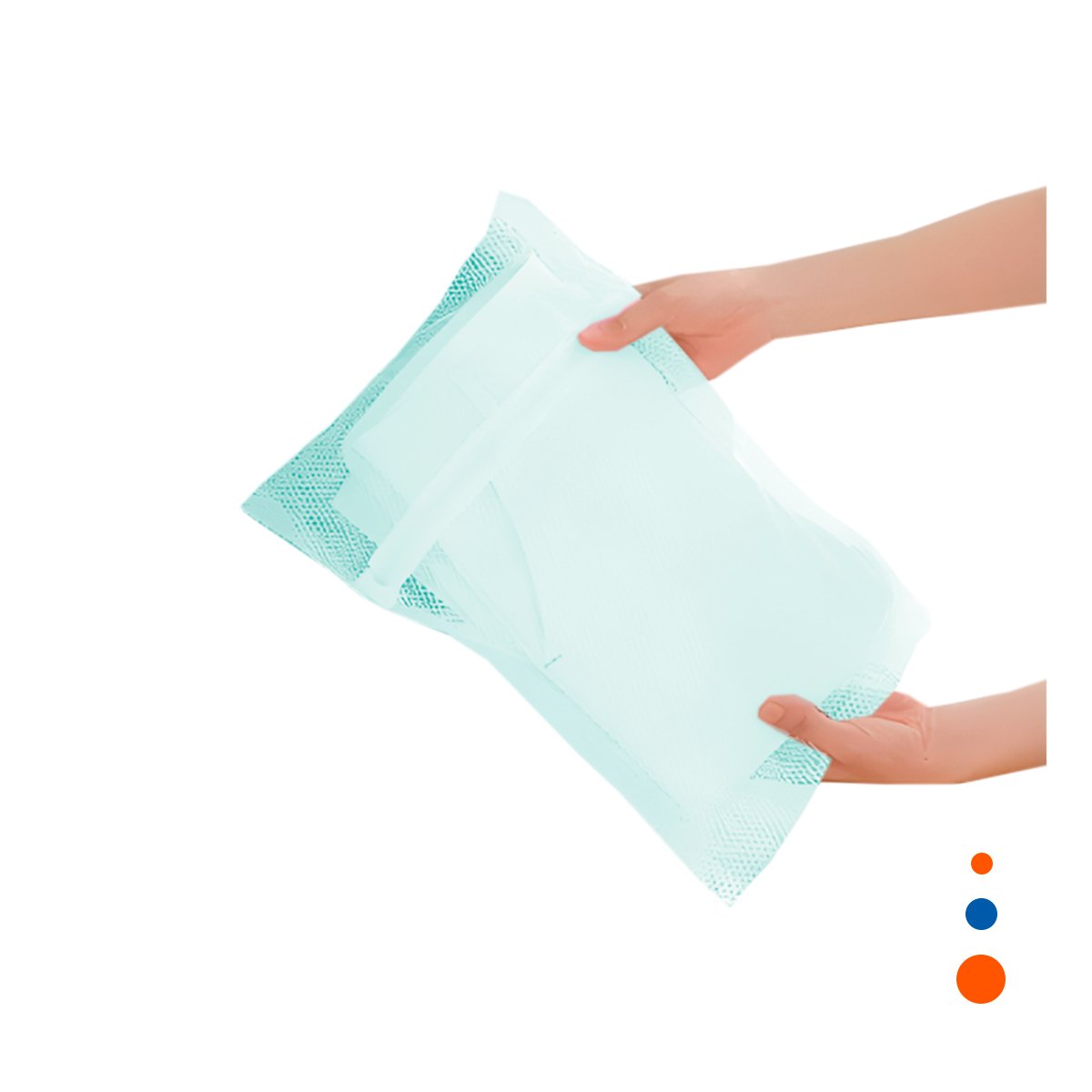 PACK4 ESTUCHE MALLA PARA LIMPIEZA ROPA FORMATO RECTANGULAR 40X30CM CELESTE Y+PAPEL REGALO - 3
