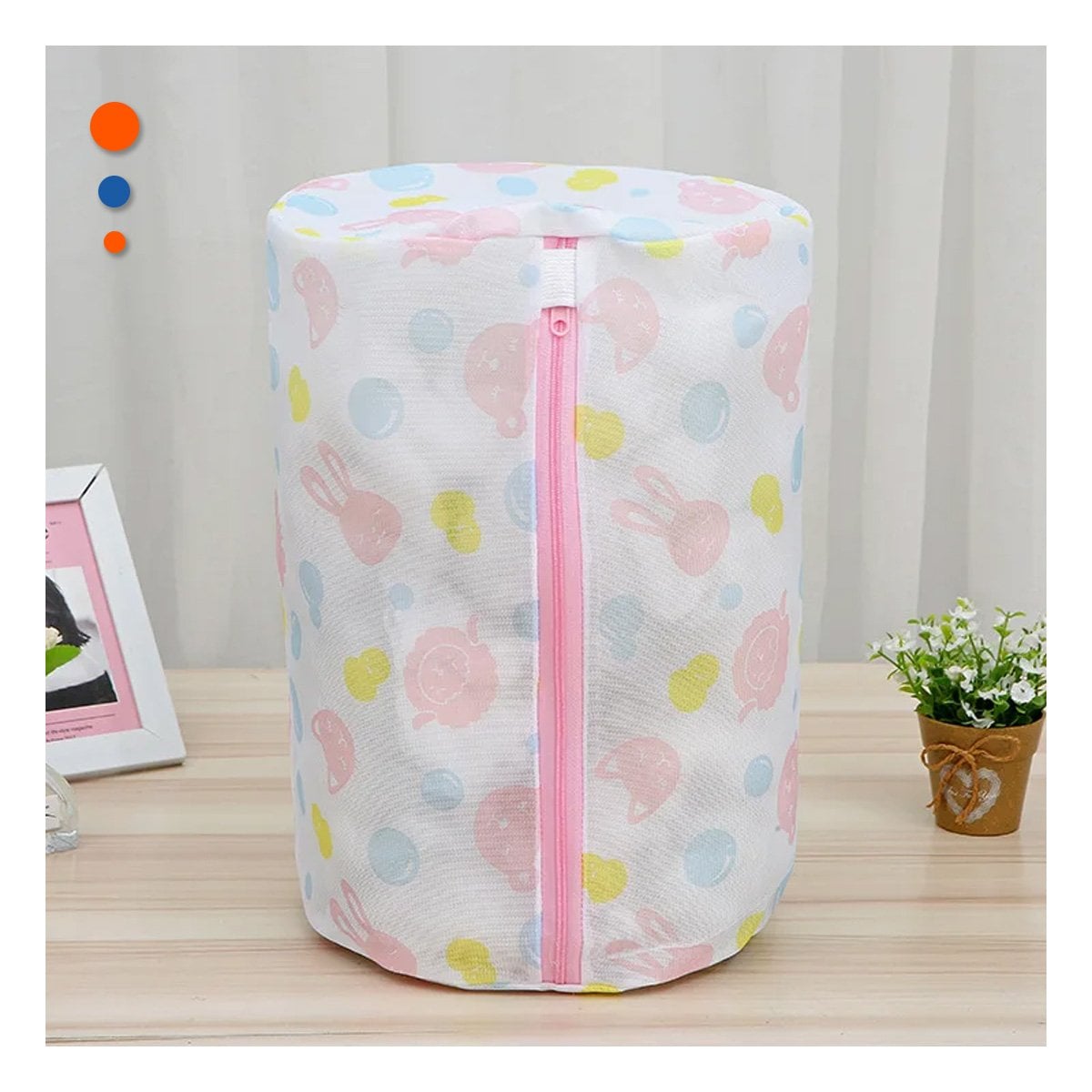 PACK2 ESTUCHE MALLA LAVADO ROPA FORMA CILINDRO BLANCO CON OSITOS FINO DIARIO Y+PAPEL REGALO - 5
