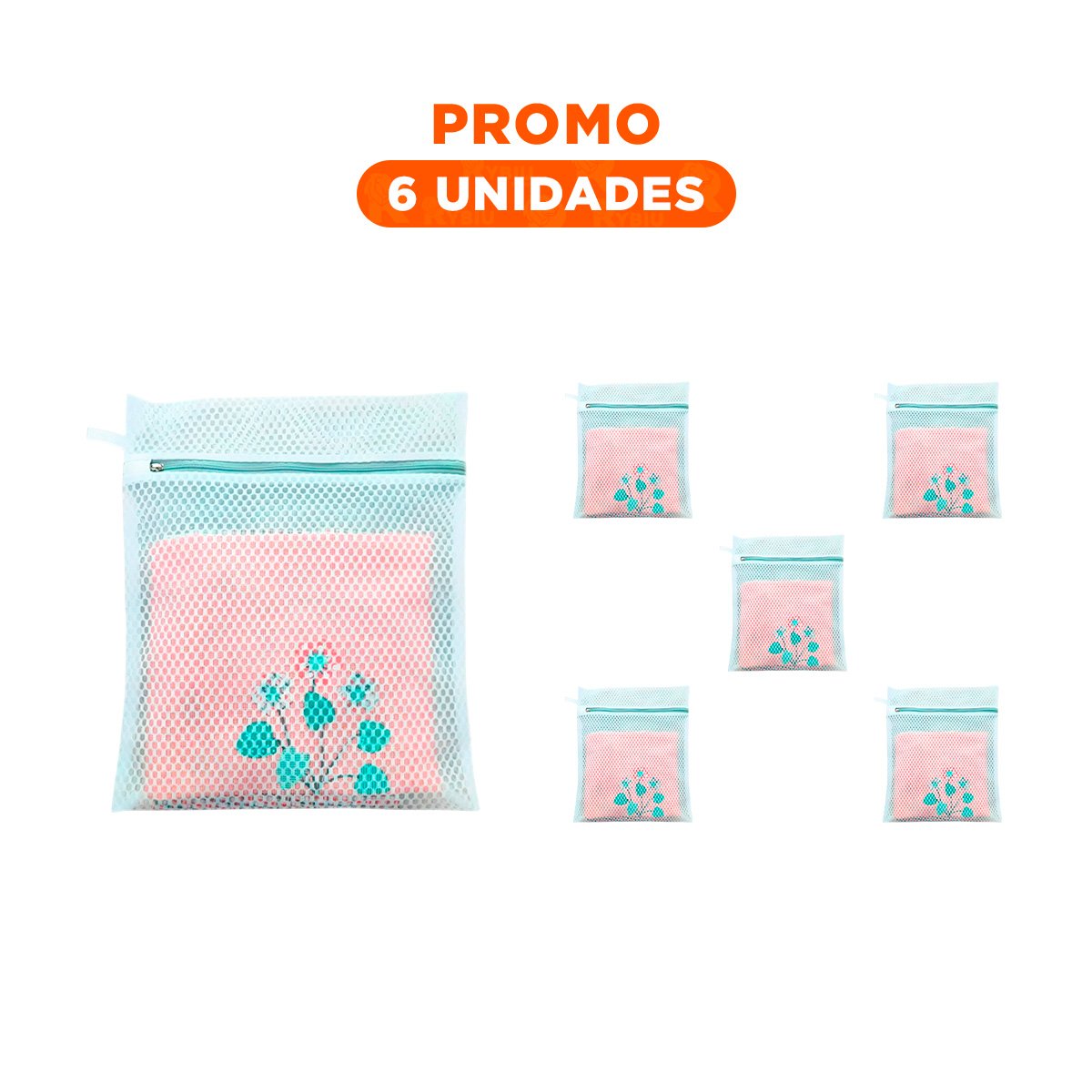 PACK6 BOLSO MALLA LAVADORA ROPA DISENO RECTANGULAR 40X30CM CELESTE FIRME Y+REGALO STICKER - 1