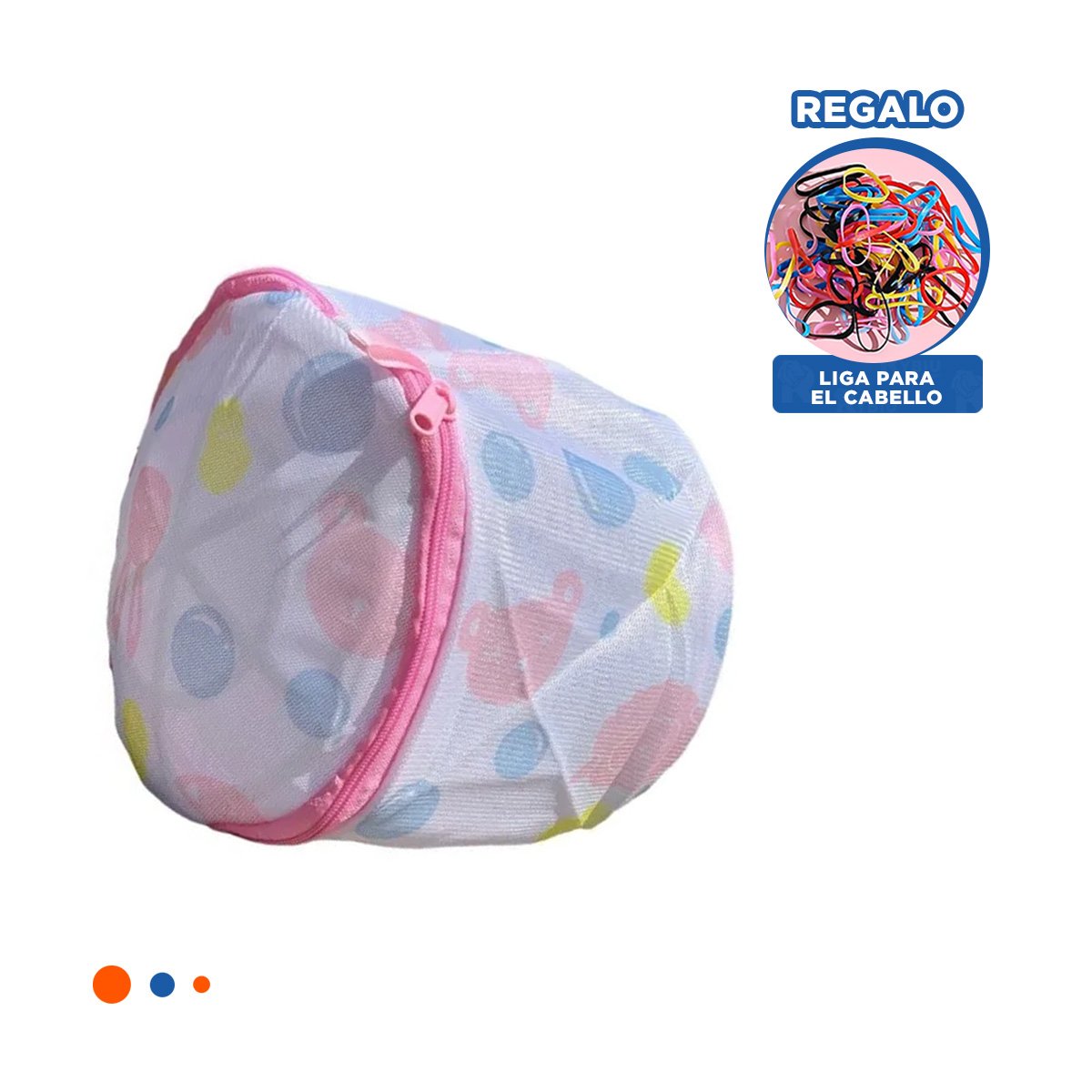 BOLSA MALLA LAVADORA ROPA DISENO CILINDRO BLANCO CON OSITOS RESISTENTE Y+LIGAS REGALO - 2