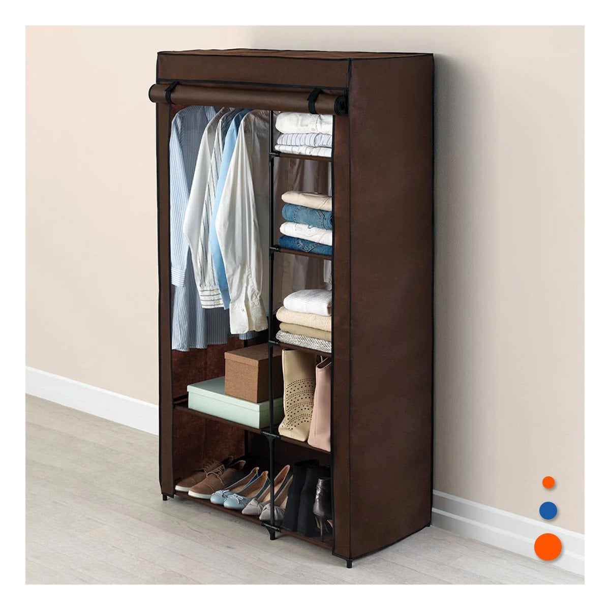 PACK6 ROPERO COMPACTO DE TELA CON ESTRUCTURA METALICA COLOR MARRON 105X45X168CM - 3