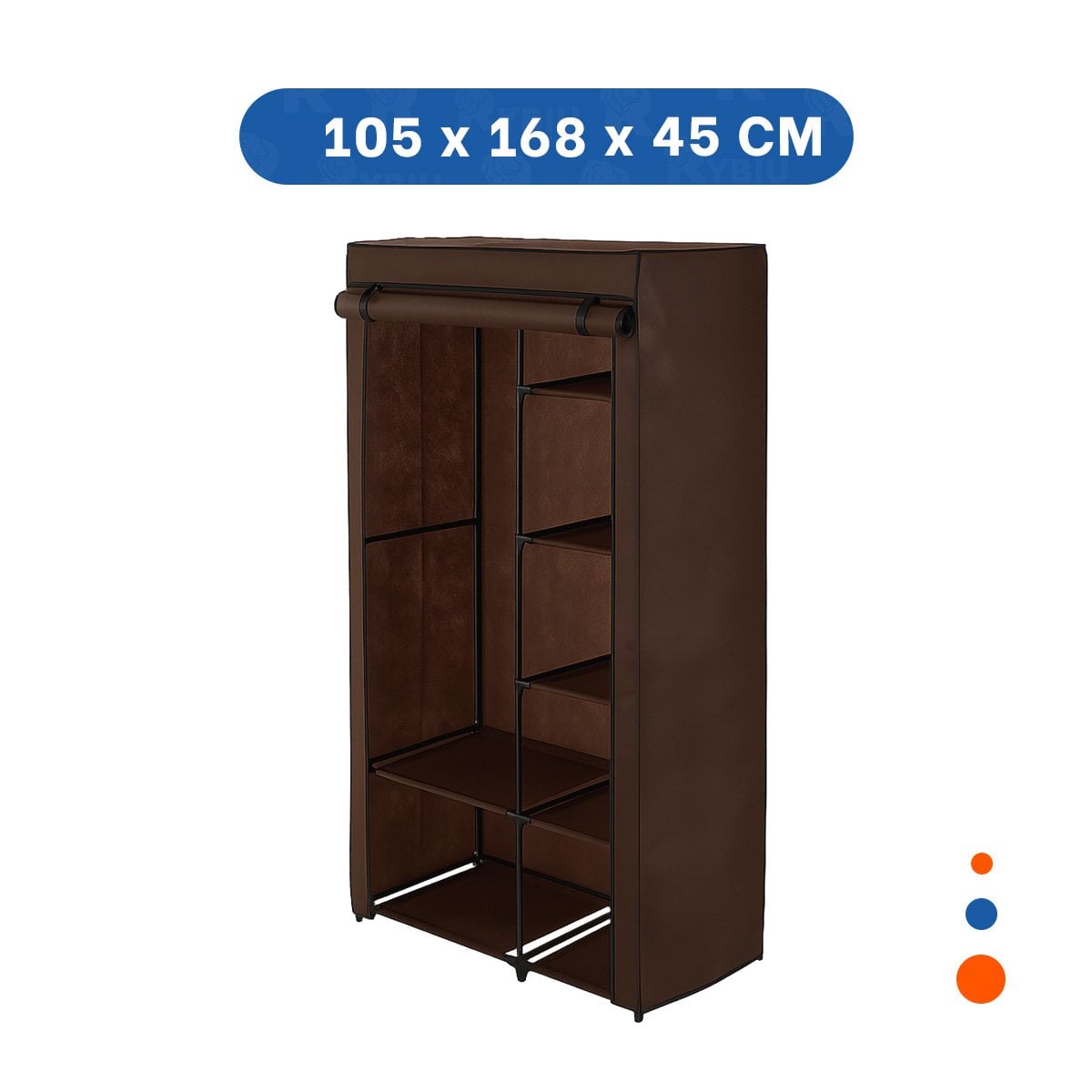 PACK6 ROPERO COMPACTO DE TELA CON ESTRUCTURA METALICA COLOR MARRON 105X45X168CM - 4