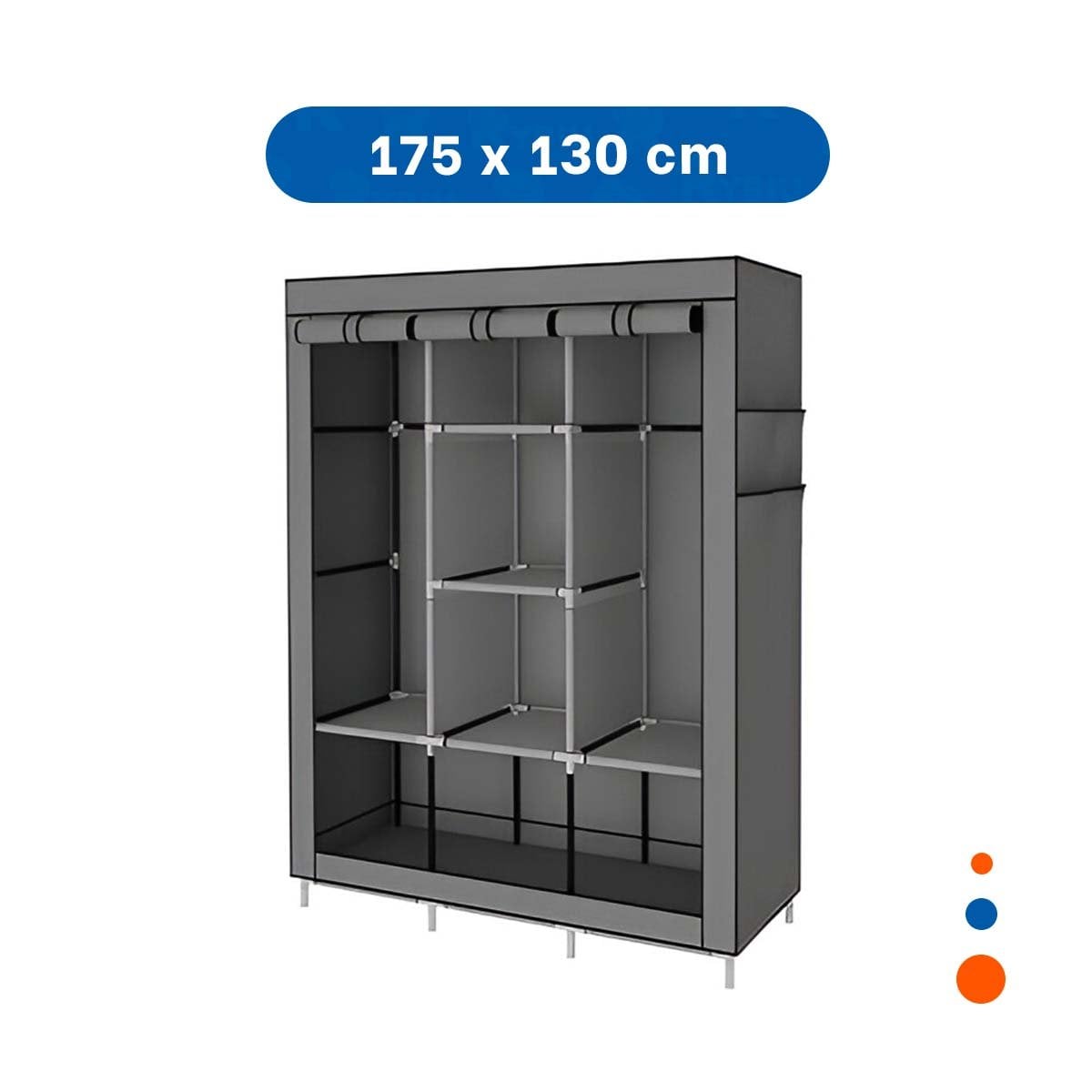 CLOSET LIGERO TEXTIL CON BASE METALICA PLOMO PARA CASA 175X45X130CM Y+LIGAS REGALO - 4