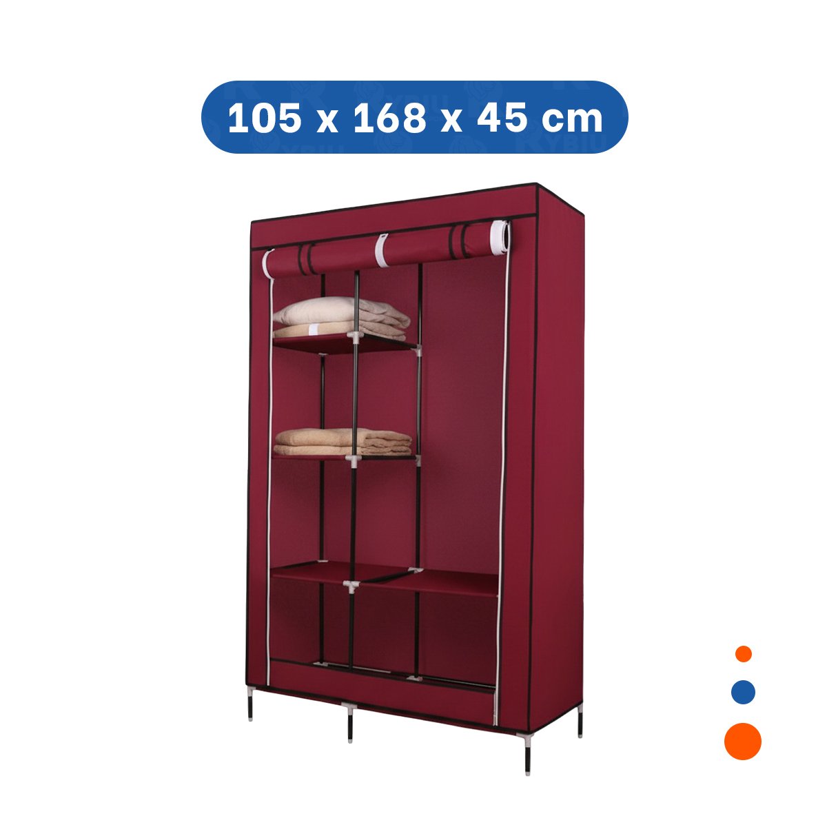 PACK6 ROPERO FUNCIONAL DE TELA CON ESTRUCTURA METALICA GUINDA 105X45X168CM Y+REGALO STICKER - 4