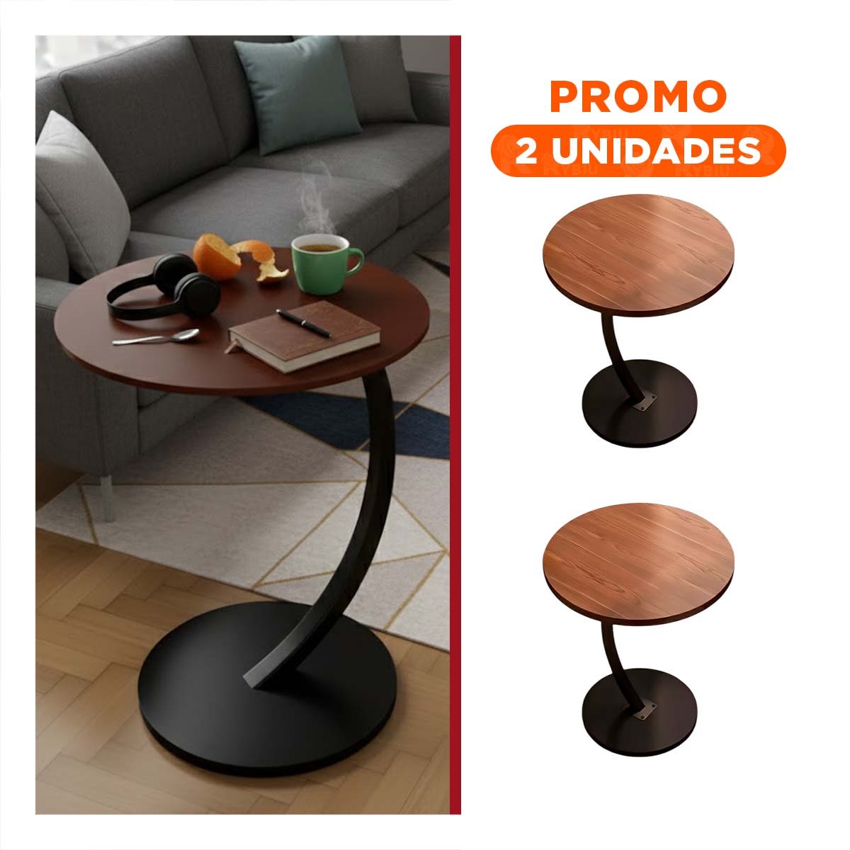 PACK2 CONSOLA CIRCULAR 40X60CM MARRON Y NEGRO ESTRUCTURA FIRME USO DIARIO Y+REGALO STICKER - 1