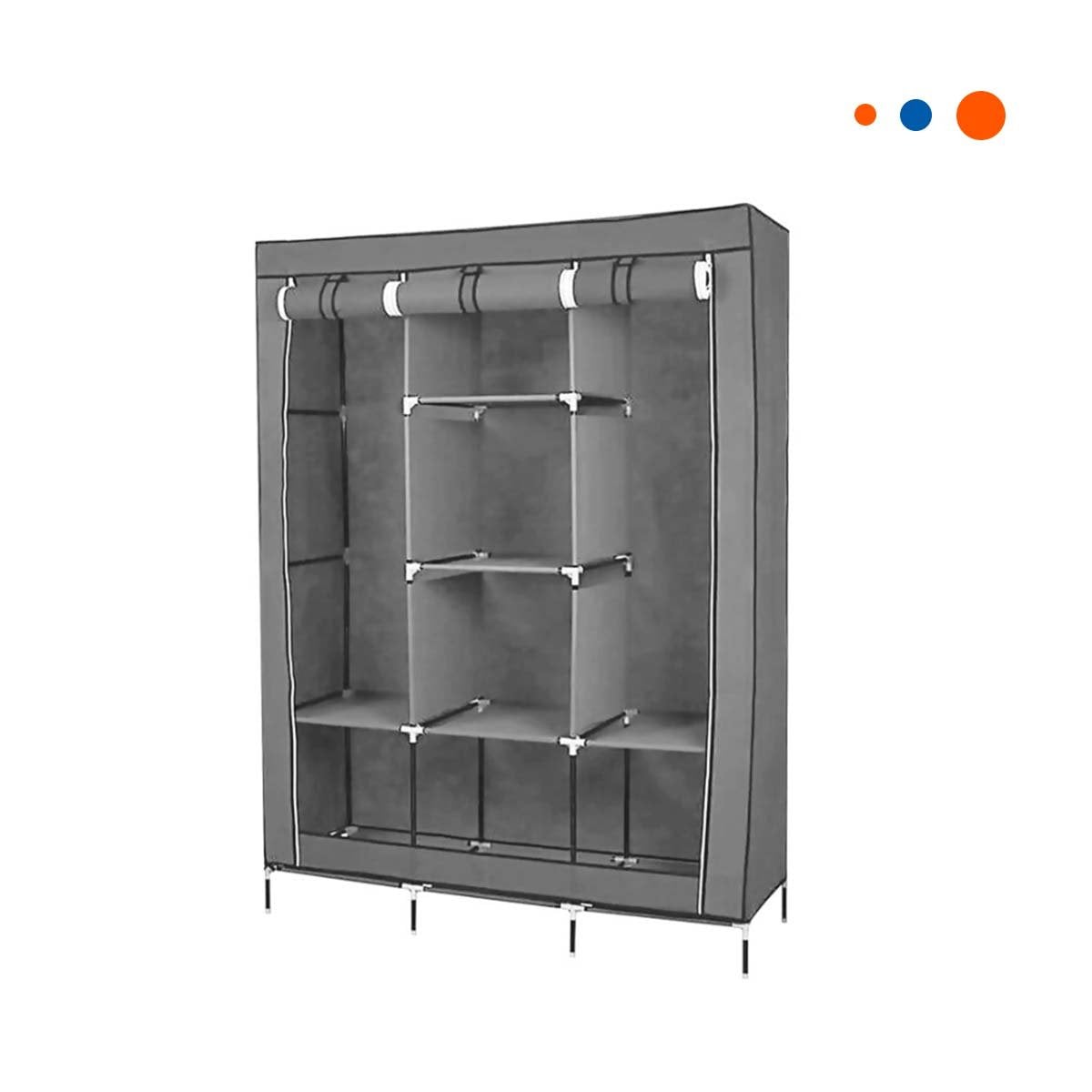 PACK2 ORGANIZADOR ELEGANTE DE ROPA EN TELA CON SOPORTE METALICO PLOMO Y+REGALO STICKER - 2