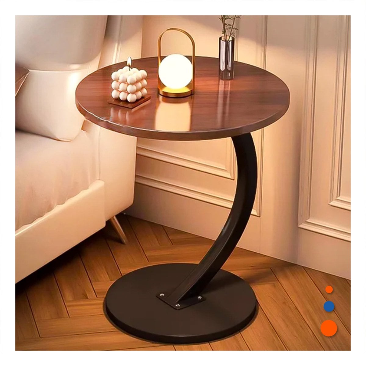 MESA CIRCULAR 40X60CM MARRON Y NEGRO ACABADO ELEGANTE HOGAR PLUS DECO Y+POST IT - 1