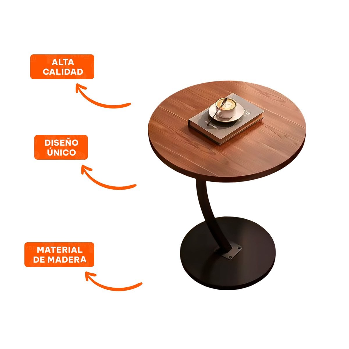 MESA CIRCULAR 40X60CM MARRON Y NEGRO ACABADO ELEGANTE HOGAR PLUS DECO Y+POST IT - 5