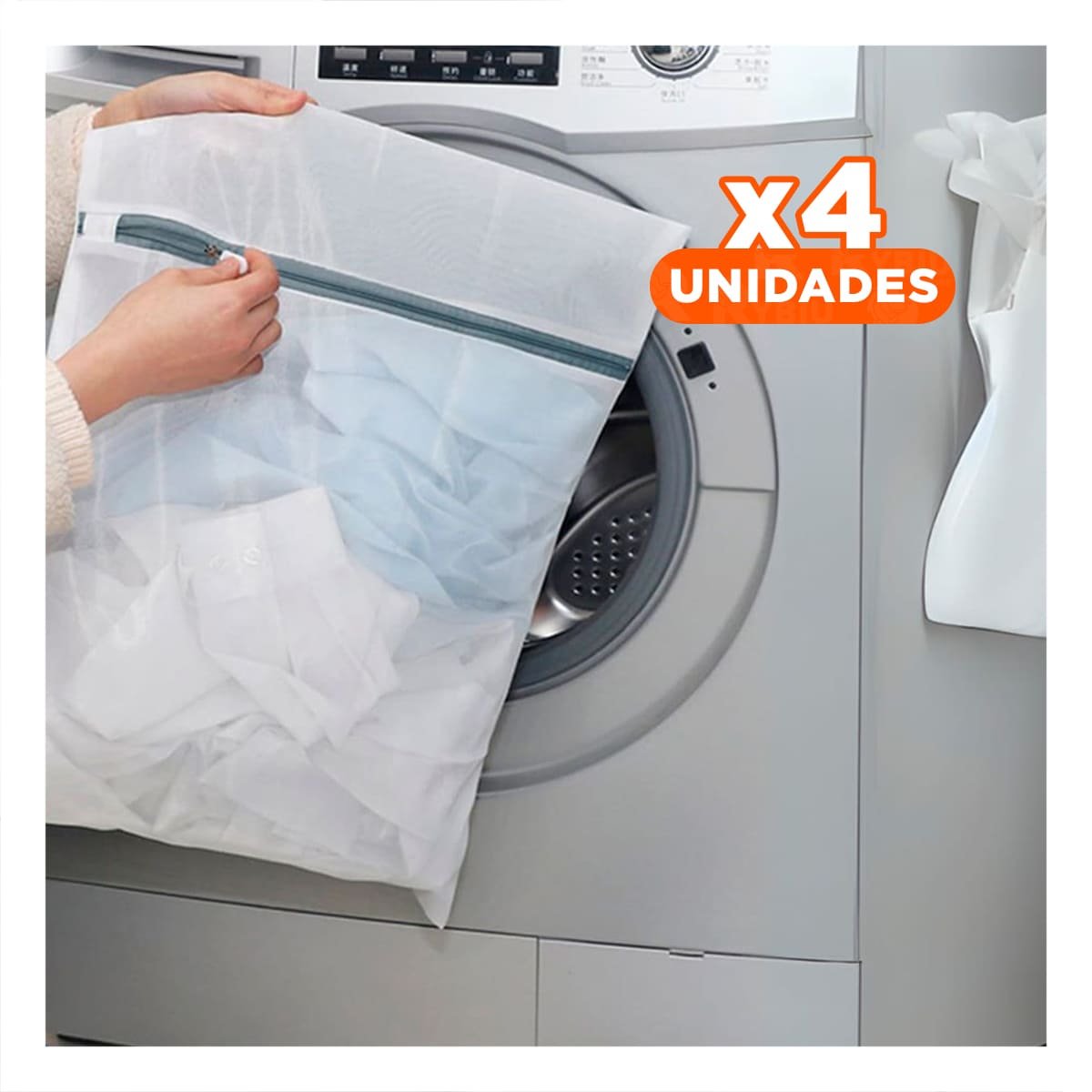 PACK4 SOPORTE PARA ROPA 3 BOLSAS DE MALLA PARA LAVAR ROPA RECTANGULAR BLANCO Y+PAPEL REGALO - 1