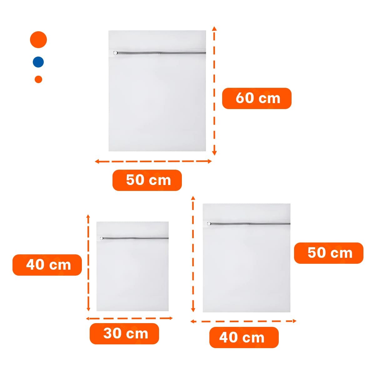 PACK12 ESTUCHE HOGAR 3 BOLSAS DE MALLA PARA LAVAR ROPA RECTANGULAR BLANCO Y+REGALO STICKER - 4