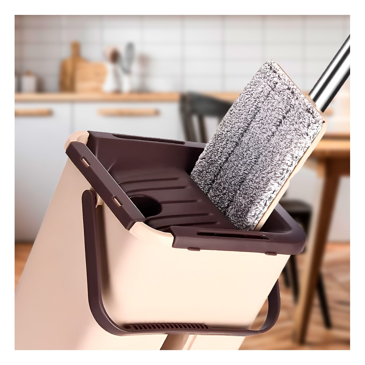 PACK12 KIT DE LIMPIEZA 360 CON BALDE CENTRIFUGADOR BEIGE Y MARRON HOGAR Y+PAPEL REGALO - 2